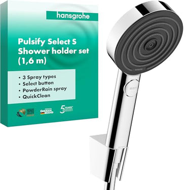 hansgrohe Duschset Pulsify Select S, Duschkopf mit Schlauch und Halterung, Handbrause mit 3 Strahlarten Relaxation, Chrom im Sale